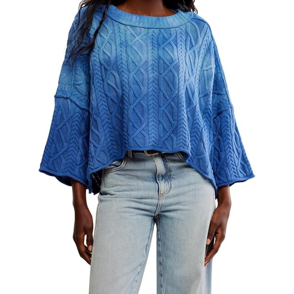 Free People Washed Ashore Sweater | Bellweather Blue | Size S | Defeat Special - Picture 5 of 8